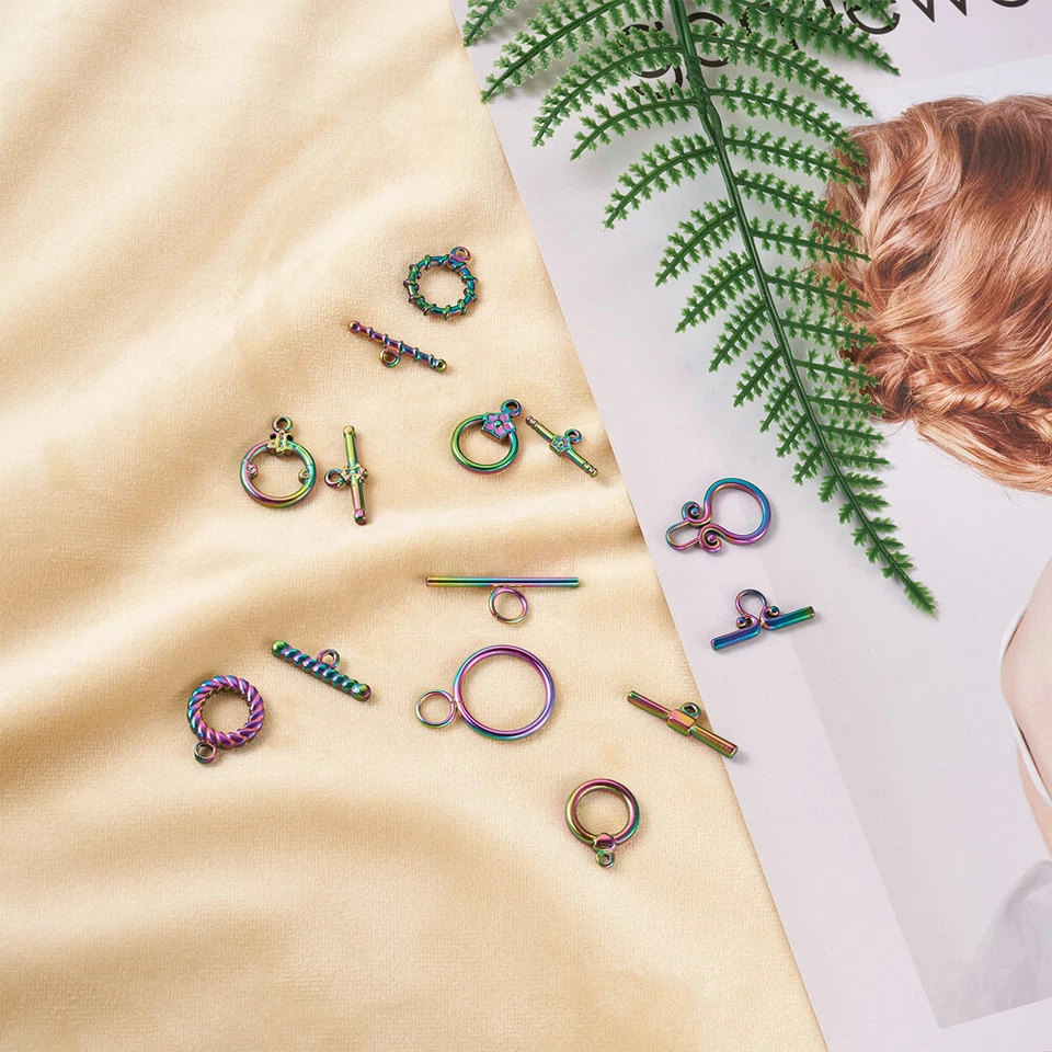 1Box Multicolor 304 Stainless Steel Toggle Clasps Ring For DIY Jewelry Findings - Image 4 of 4