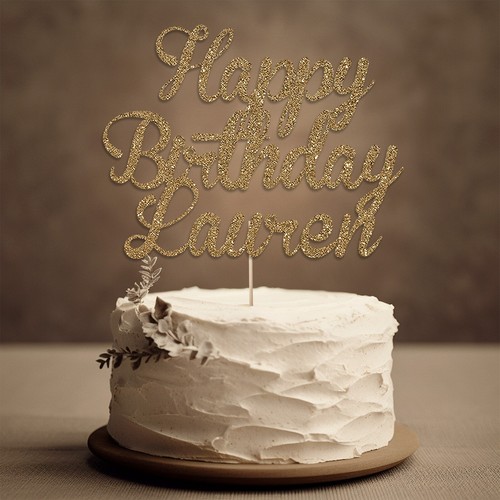 Cake Topper Personalizzato Glitter 950GSM Buon Compleanno Qualsiasi Nome Cake Topper - Foto 6 di 16