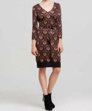 Tory Burch Printed Silk Dress~Size XS Long Sleeve~Attached Belt B