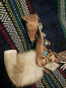 **AWESOME VINTAGE NATIVE AMERICAN MUSKOGEE CREEK CEREMONY PIPE BEADED COA !*