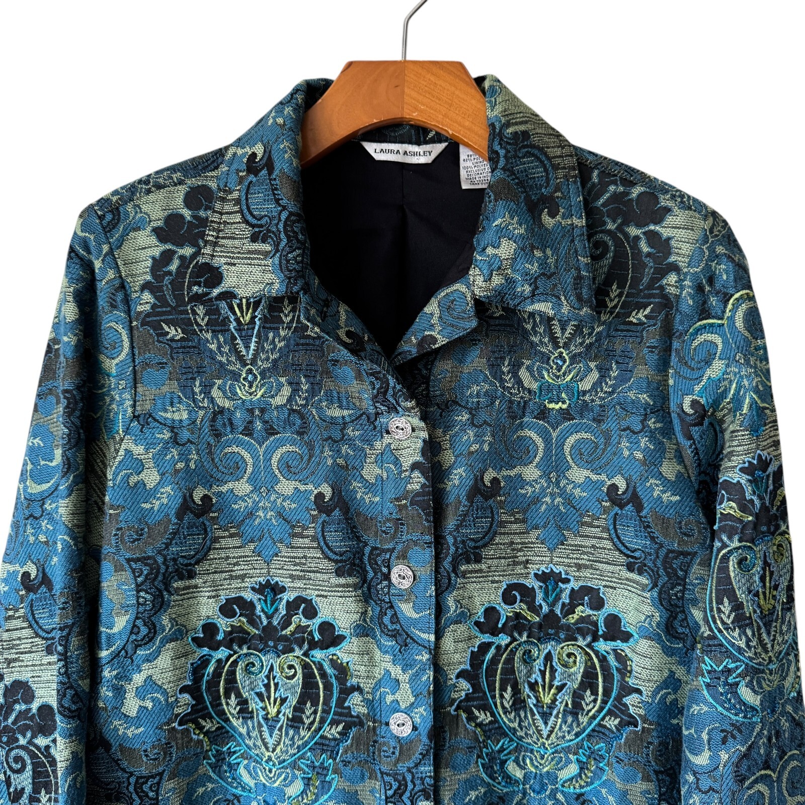 Laura Ashley Small Button Up Jacket Embroidered B… - image 4