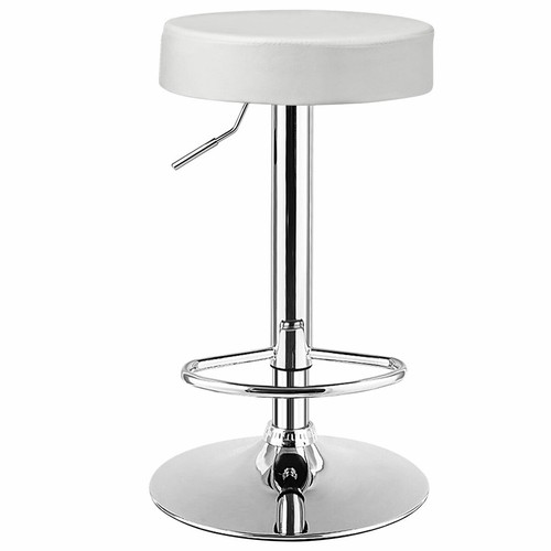 Costway Set of 2 Round Bar Stools Adjustable Swivel Counter Pub Chairs White - Picture 6 of 6