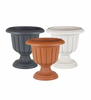 JOLIE MAX Garden URN Planter Pots. Vintage Style Large Plastic Flower Pot Garden Stand.