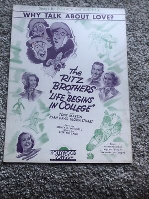 Life Begins In College 1937 WHY TALK ABOUT LOVE Movie Vintage Sheet Music