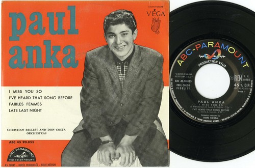 "Paul ANKA" I miss you so / Faibles femmes +2 (EP 45tours original français) VG+ - Imagen 1 de 2