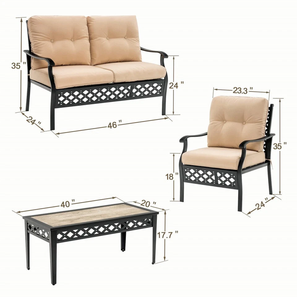 Наборы мебели для патио MCombo 4 шт. с журнальным столиком любовные сиденья для улицы - Изображение 3 из 4