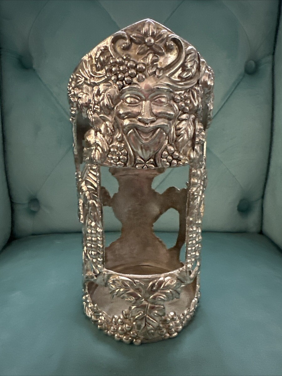 Vintage Silver Plated Godinger Wine Bottle Holder Bacchus Dionysus