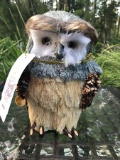 NEW North Pole Set of Three Standing Owls Rustic Christmas Collectibles