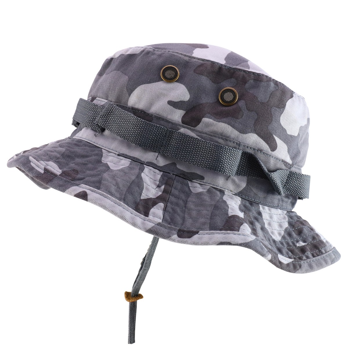 Washed Cotton Military Boonie Hat with Drawstring - Free