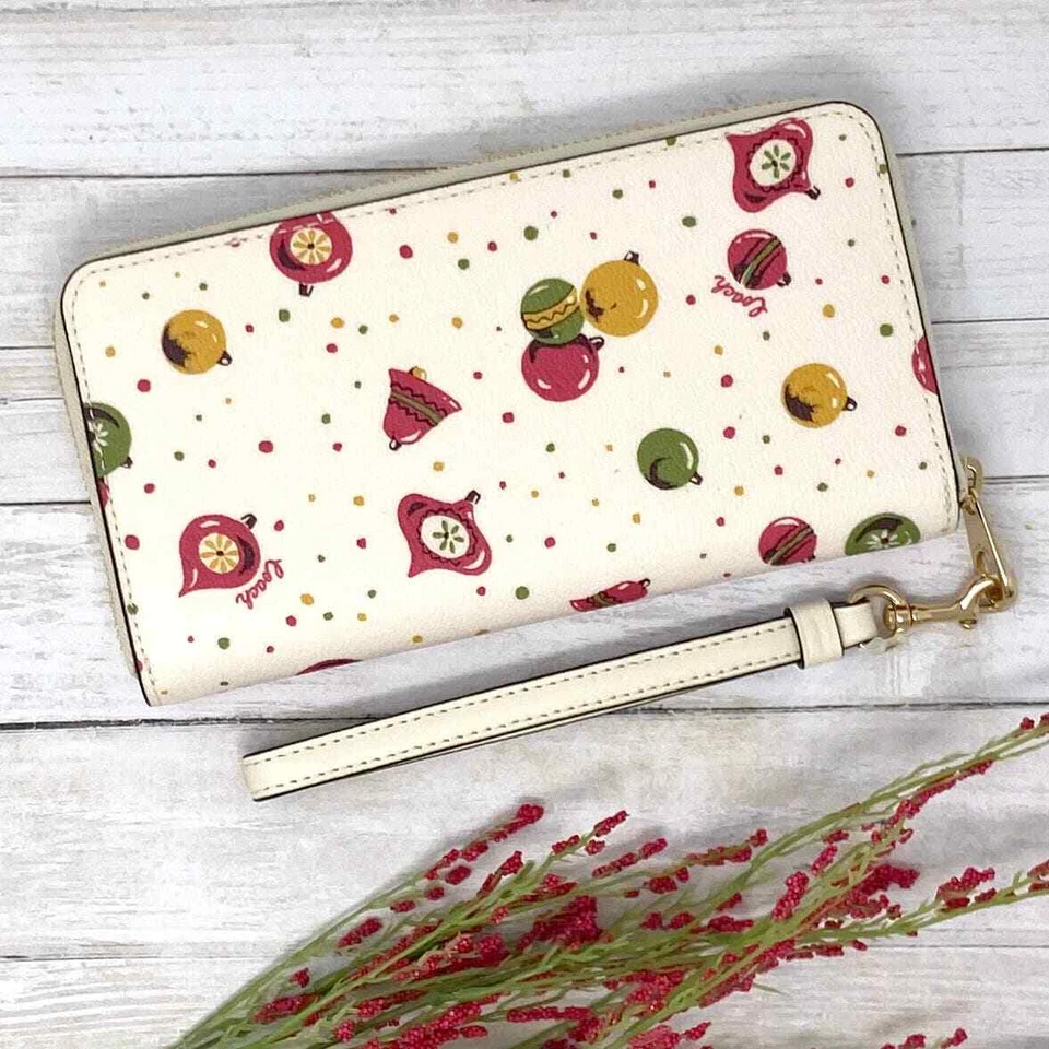 Бумажник Coach длинный на молнии вокруг с орнаментальным принтом мел белый мульти C7410 новый - Изображение 2 из 4