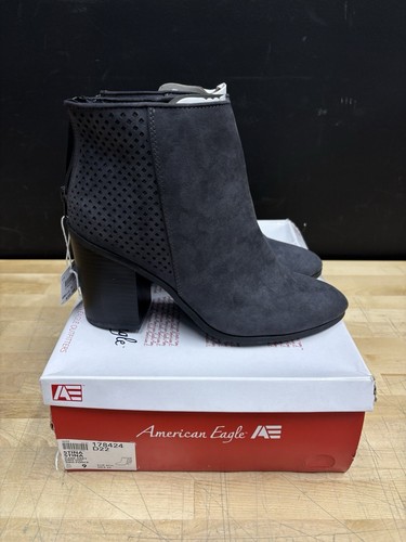 American Eagle Stina Dark Grey Perforated Back Ankle Boots Women's Size 9 - NWT - Picture 8 of 16
