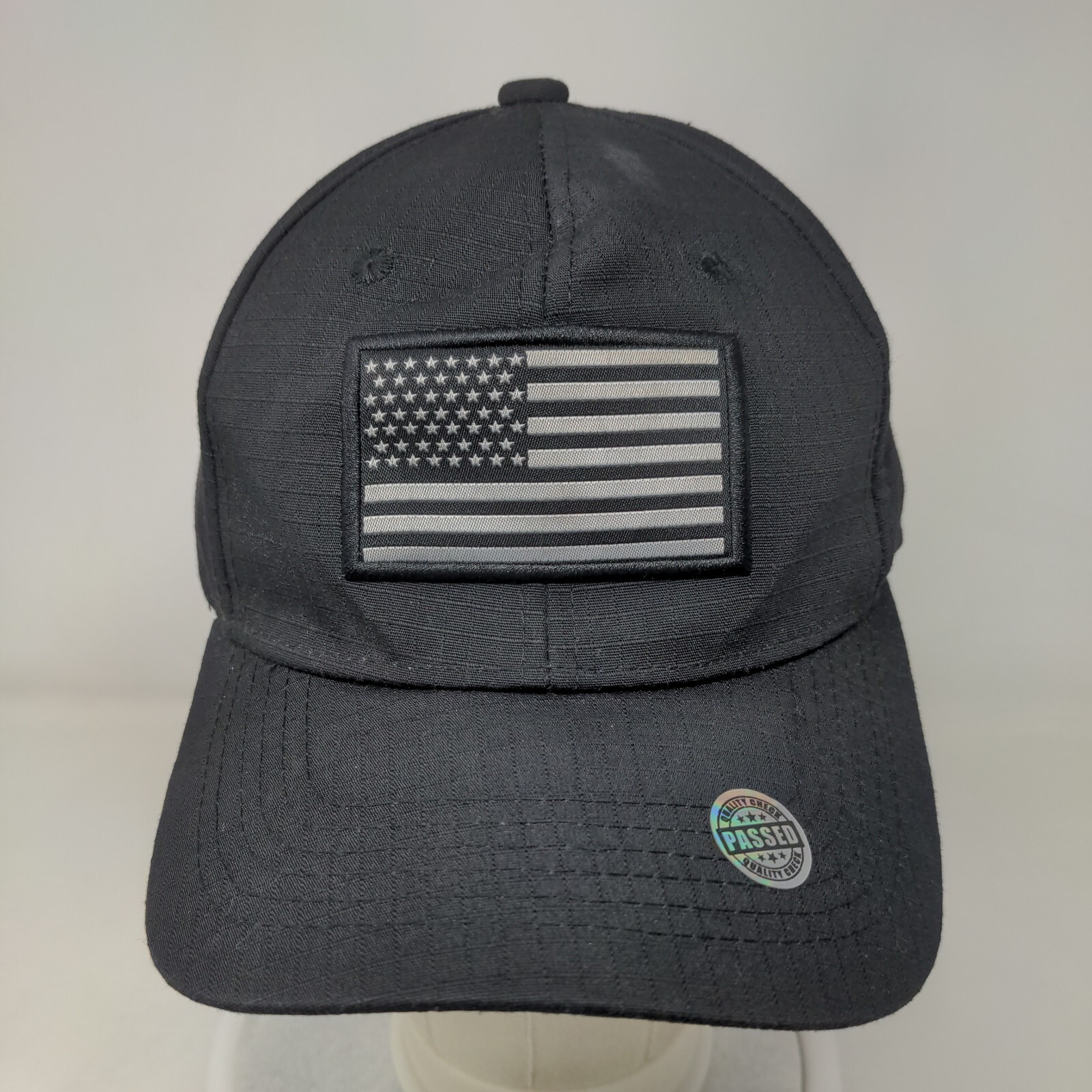 American Flag Patch Strapback Hat Black One Size … - image 2