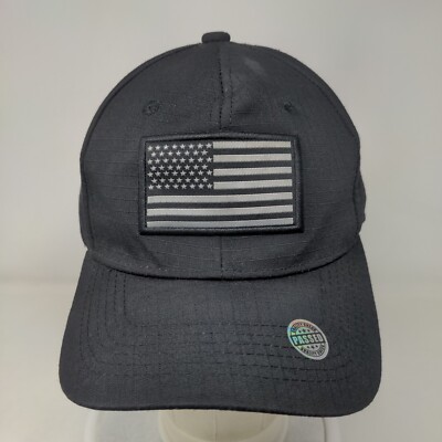 American Flag Patch Strapback Hat Black One Size Black Eagle By