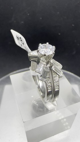 Silber Verlobungsring Set Hochzeit cz 3ct Smaragdschliff cz Edelstahl 856 - Video 1 von 1