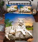 3D Tiger Grassland 66 Bed Pillowcases Quilt Duvet Cover Set Single King UK Lemon
