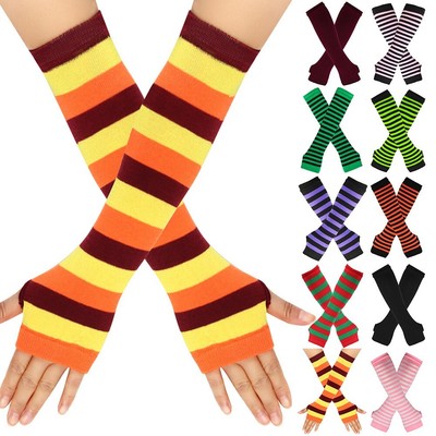 Cozy and Stylish Women's Autumn Winter Fingerless Cotton Elbow Mittens Gloves