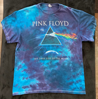 Vtg PINK FLOYD Large t-shirt Dark Side of the Moon cotton blue tie dye Prism