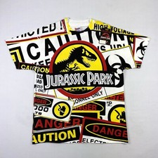 Vintage 1993 Jurassic Park T-Shirt Original Movie Promo AOP All Over Print Sz L