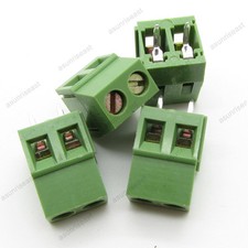 100 × PCB Screw Terminal Block 2 Pole 5mm Pin Pitch for 22-12AWG Wire 300V 10A
