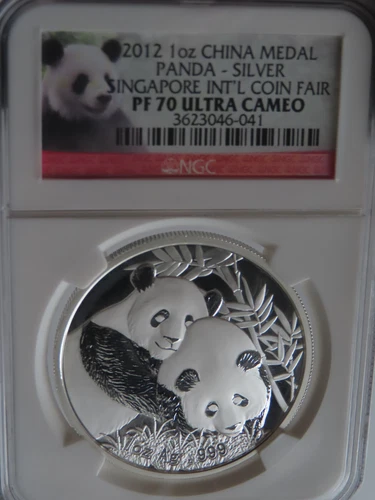 2012 Singapore Coin Fair S1oz NGC PF70 silver 1oz proof medal China panda