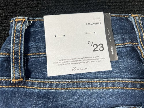 Kancan Jeans Womens0/23 Ankle Skinny Blue Mid Rise Denim Distressed Animal Print - Picture 8 of 8