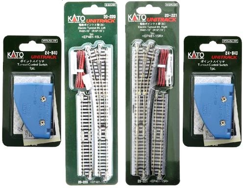 KATO #4 Track Turnouts 20-220/20-221 & two 24-840 Turnout Control Switch N Guage - Picture 1 of 5