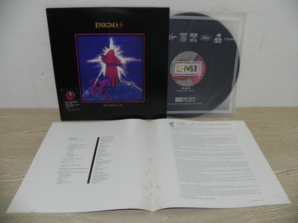 Enigma - MCMXC A.D. 1991 KOREA Vinyl LP + HYPE STICKER W/INSERT