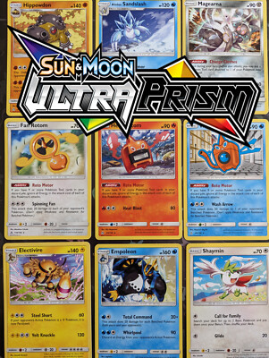 Sonne & Mond Ultra Prisma Pokemon Karte umgekehrter Holo, selten, ungewöhnlich, üblich 2018
