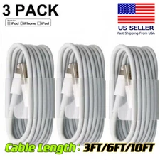 3-PACK USB Data Fast Charger Cable Cord For Apple iPhone 5 6 7P 8 X 11 12 13 MAX