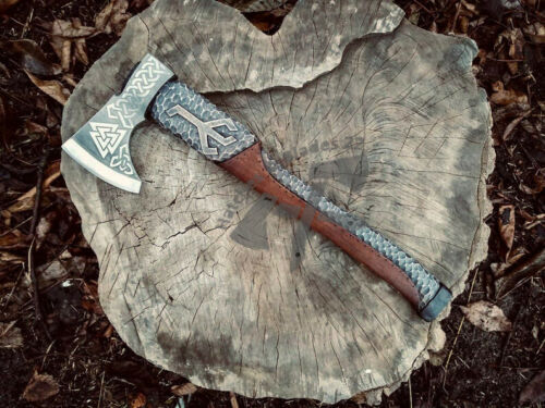3 CUSTOM HANDMADE CARBON STEEL BEARDED HATCHETS TOMAHAWKS HUNTING VIKING AXES - Picture 3 of 3
