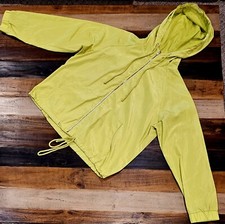 Shinestar Hooded Rain Jacket Windbreaker Light Lime Green Zip Up Women's Size 1x