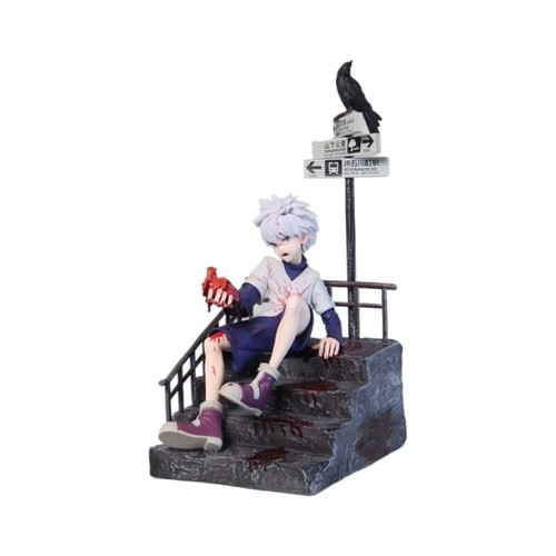 Anime HUNTERxHUNTER Killua Zoldyck Battle Damage Sitting Scene Figure Statue - Picture 5 of 10