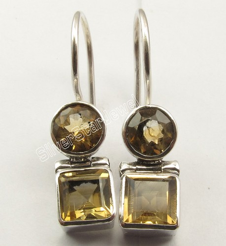 IN A DISCOUNTED PRICE | 925 Silver Genuine CITRINE Earrings 1" GEMSTONE - Bild 2 von 3