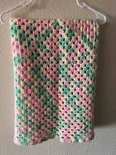 Brand New Handmade Crocheted Pastel Baby Blanket Multi Color 38  x 38  
