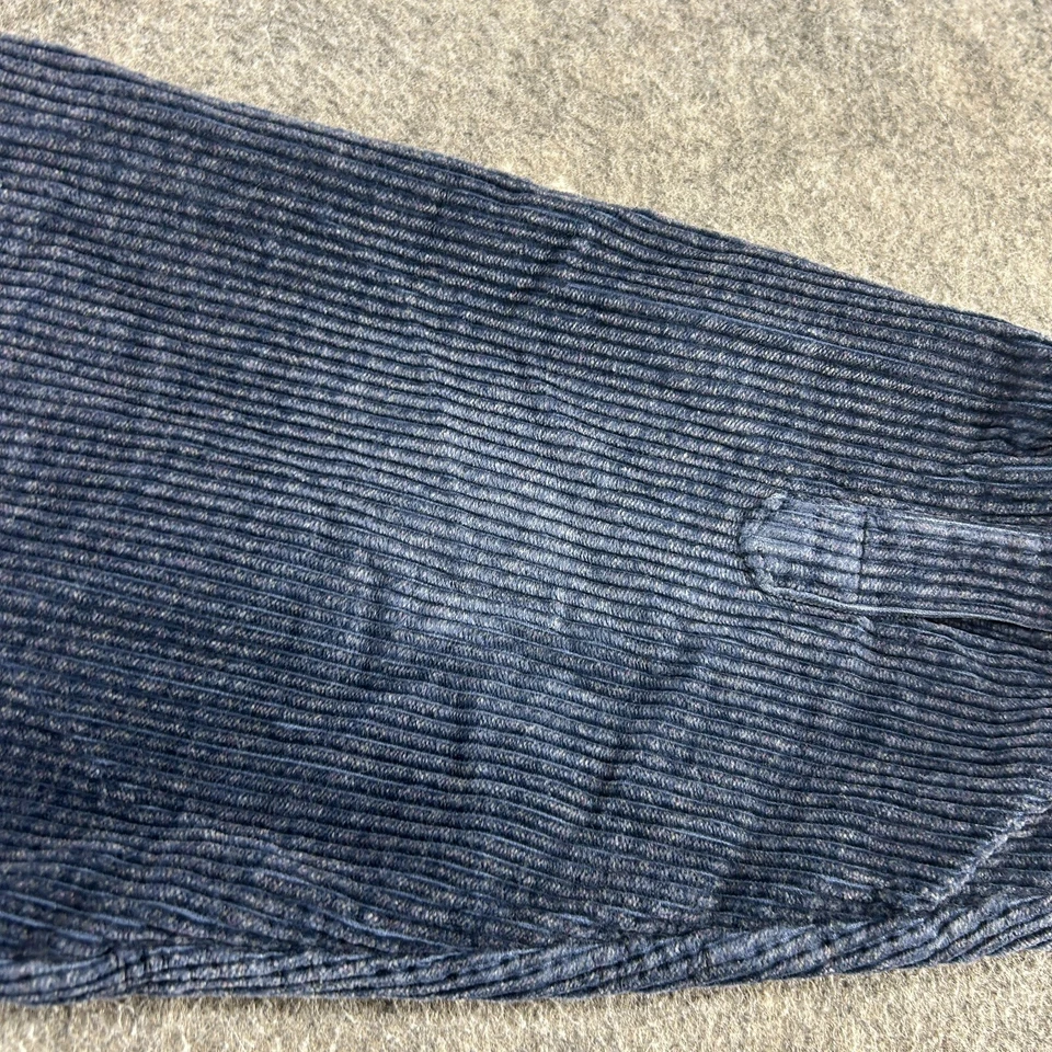 ВИНТАЖНЫЙ чисто материал рубашка мужская маленький синий темно-вельветовый на пуговицах длинным рукавом 90-х - Изображение 4 из 4