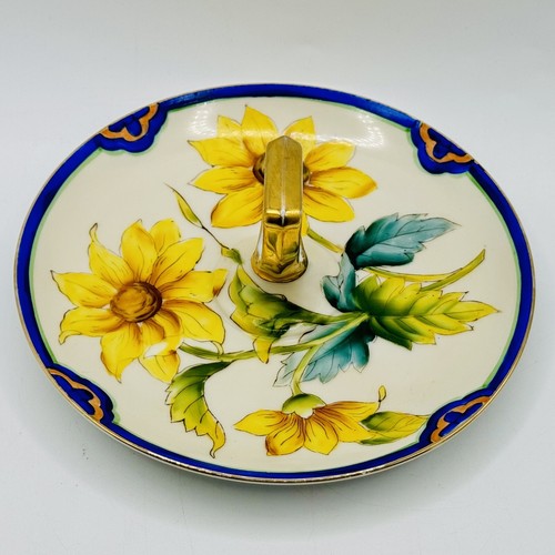 Vintage Noritake Sunflower Candy Trinket Dish w/ Gold Handle Serving Tray Japan - Picture 4 of 6