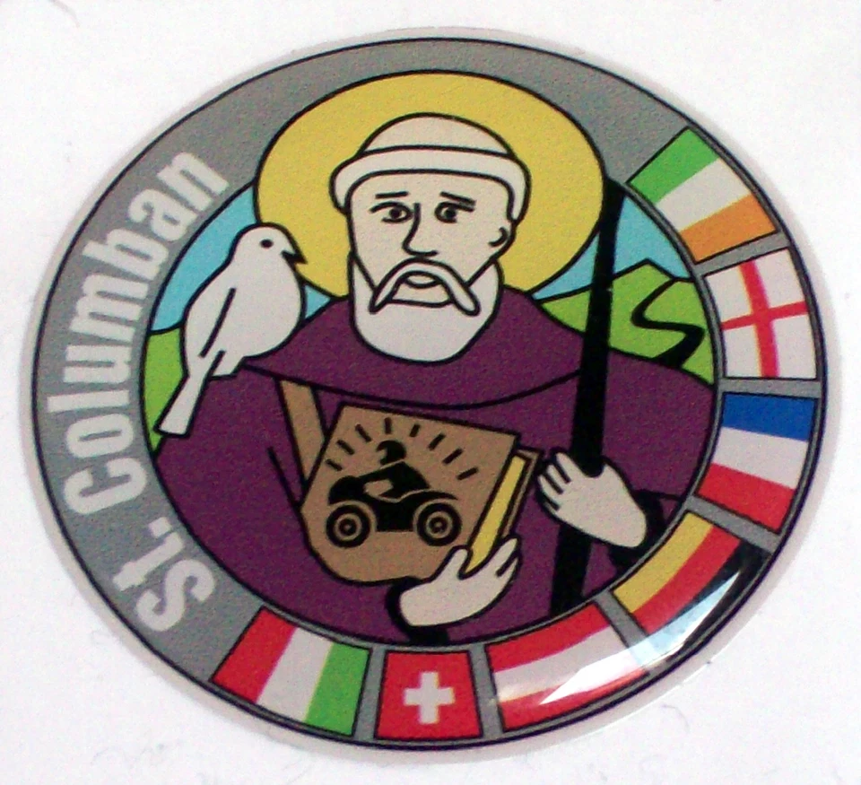 ZUBEHÖR St. Columban Schutzpatron der Motorradfahrer Aufkleber Sticker Biker Doming