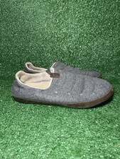 Olukai Mens Size 11 Mahana Slippers Leather Gray Heathered Cotton Rubber Soles