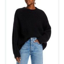 Anine Bing Sydney Wool Crewneck Sweater Sz. M black