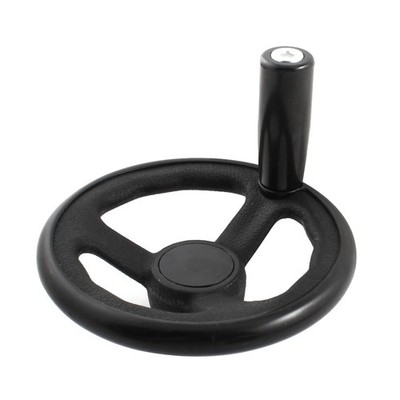 12mmx125mm Black 3 Spoke Hand Wheel w Removable Handle M5 Handle Thread