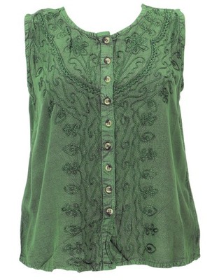 Besticktes indisches Hippie Top, Boho-chic Bluse - grün