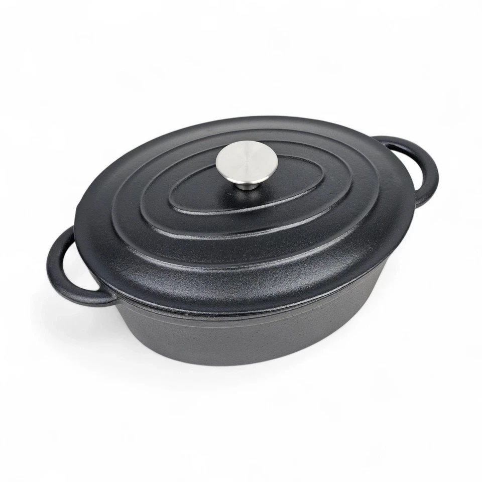 Bräter Guss eisen 4L mit Deckel Schmortopf Topf ofenfest 240°C schwarz New OVP - Bild 2 von 4