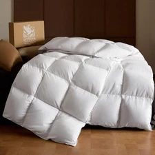 Goose Down Fiber Comforter Size – All-Season Hotel Quality Duvet King White