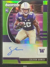 2020 PANINI PRIZM DRAFT PICKS 151 SALVON AHMED AUTOGRAPH-NEON GREEN PRIZM SP /25