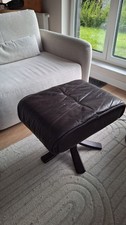 Leather Footstool/Swivel Pouf (Genuine Leather, Brown)