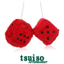 Delightful 2.36 Decorative Red Fuzzy Dice For Stylish Car Mirror Accessories