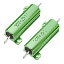 50W 400 Ohm Aluminium Housing Case Mounting Wirewound Power Resistor Green 2pcs