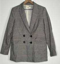 MNG Mango Double Breasted Blazer Modern Check Lined Woman’s Small Oversized Fit