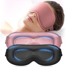 Weighted Eye Mask 2 Pack - 3D Contoured Sleep Masks for Women Men, Blackout S...