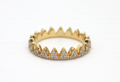 APM Monaco Sterling Silver 925 CZ Gold Tone Stackable Ring 2.33g Sz6